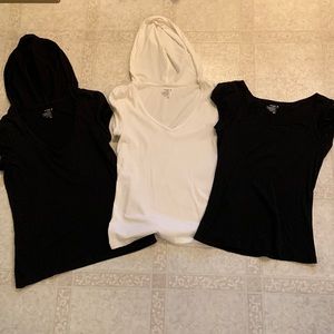 3 for 1! Old Navy tees. Size M. 2 hooded. EUC. Build your wardrobe!